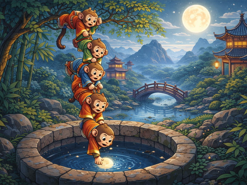Як мавпи Місяць з криниці діставали (китайська народна казка) - audiotales.in.ua